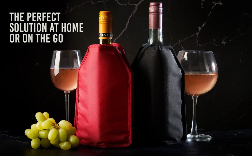 Wine Cooler Sleeve Solid Gel Wine Sleeve, Reusable Bottle Cooler, Black