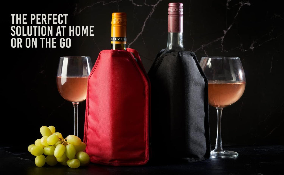 Wine Cooler Sleeve Solid Gel Wine Sleeve, Reusable Bottle Cooler, Black