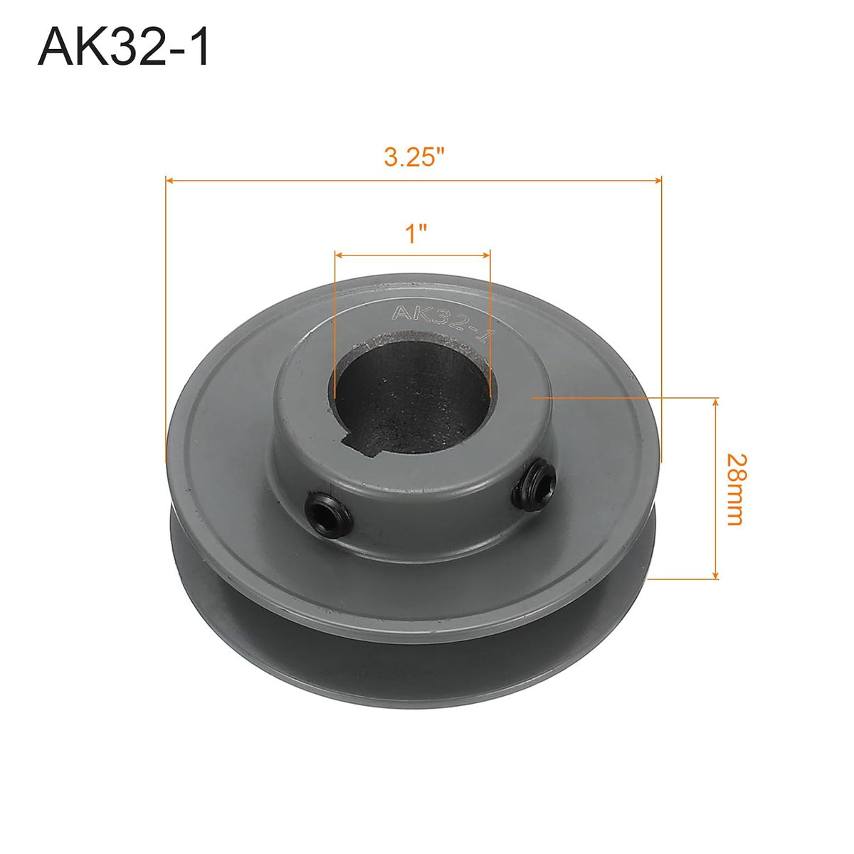 uxcell AK32-1 V-Belt Sheave 1" Bore, 3.25" OD, Single Groove Web Sheave
