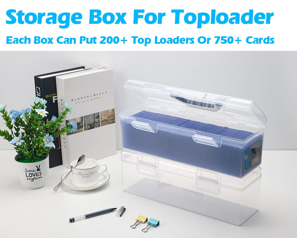 Storage Box For Toploader, Trading Card Storage Box Plastic, Playing Card Case, Large For Toploaders 200 Cards 750