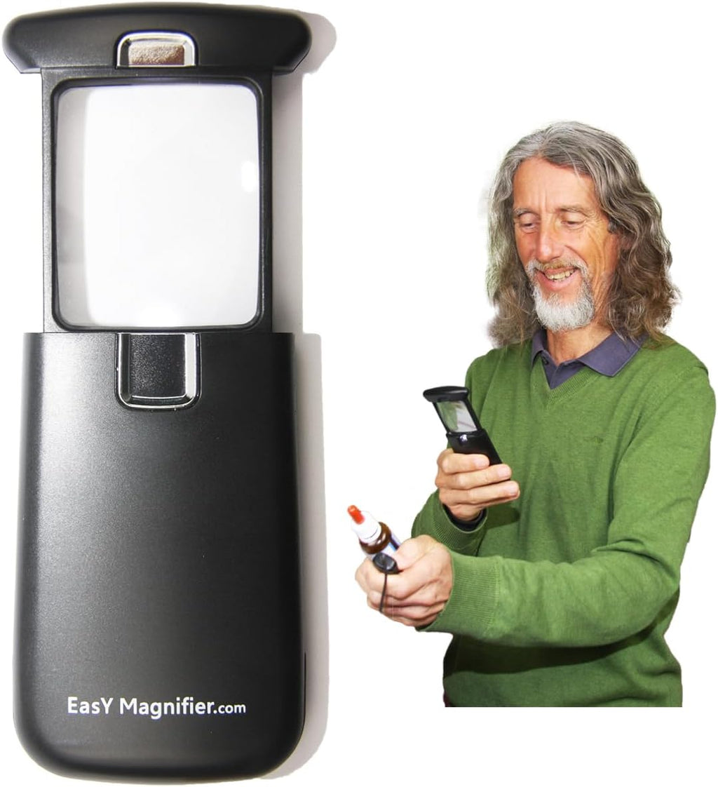 Small Pocket Magnifying Glass 300% with LED Light for Reading; Lighted Hand Held Coin Loupe; Mini Magnify Lens; Gifts