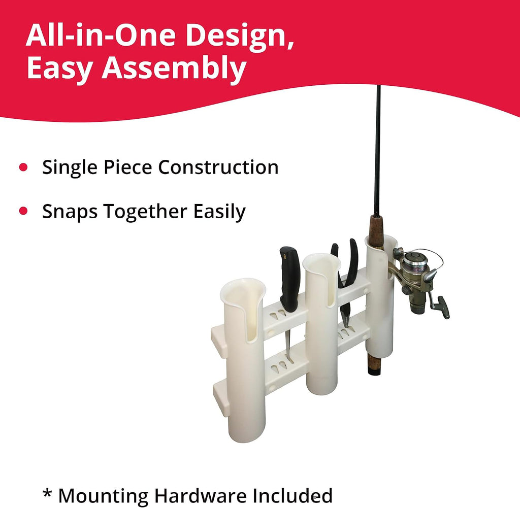 3-Rack Fishing Rod Holder for Your Boat, Pontoon, Garage – Convenient Storage for Fishing Poles, Pliers, Filet Knives