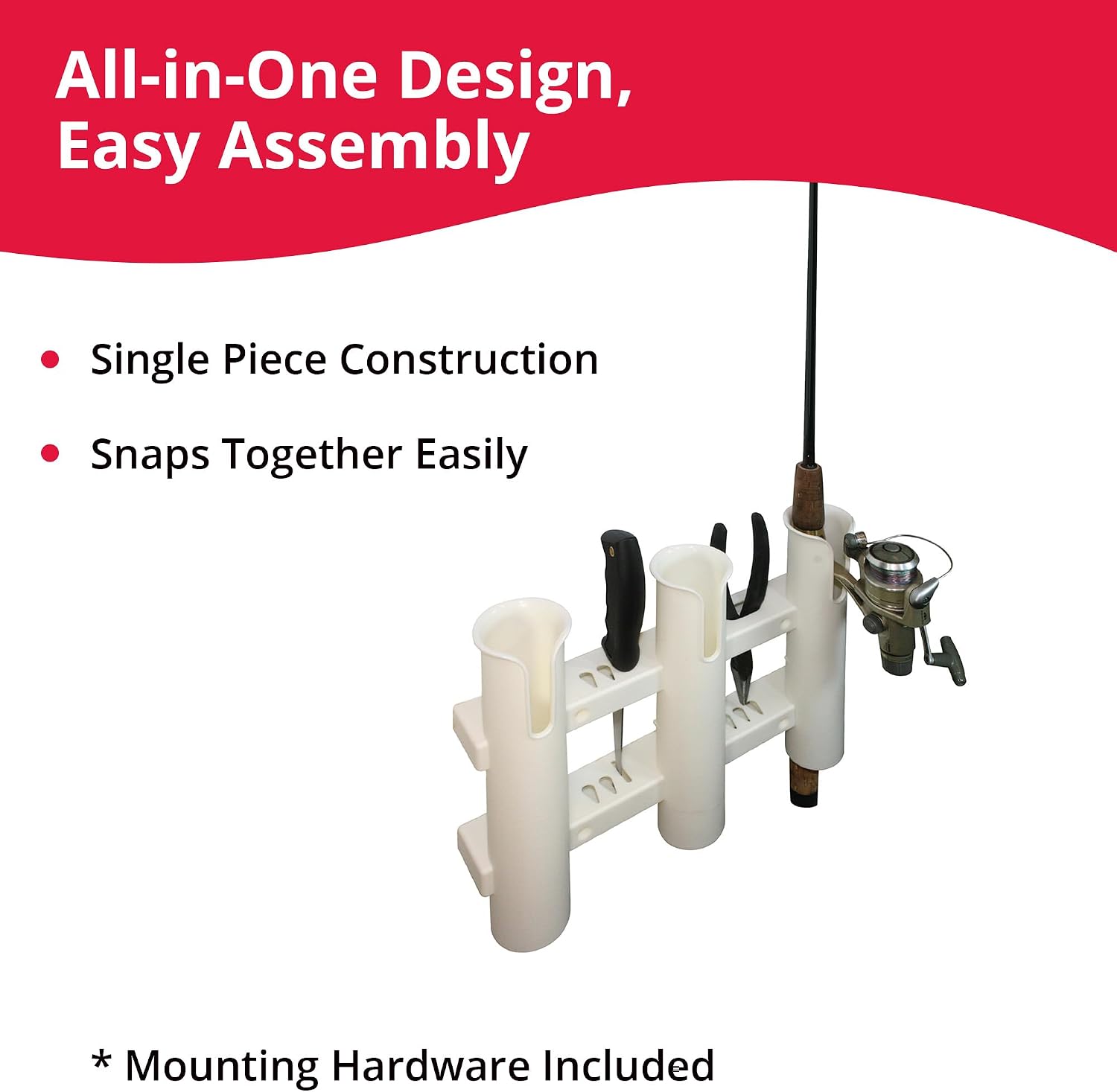 3-Rack Fishing Rod Holder for Your Boat, Pontoon, Garage – Convenient Storage for Fishing Poles, Pliers, Filet Knives