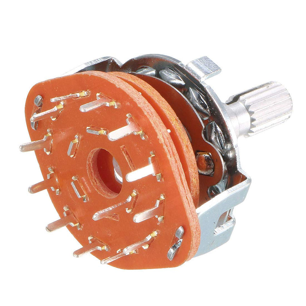 uxcell 5Pcs 1 Pole 12 Positions 6mm Knurled Shaft Diameter Band Selector Rotary Switch