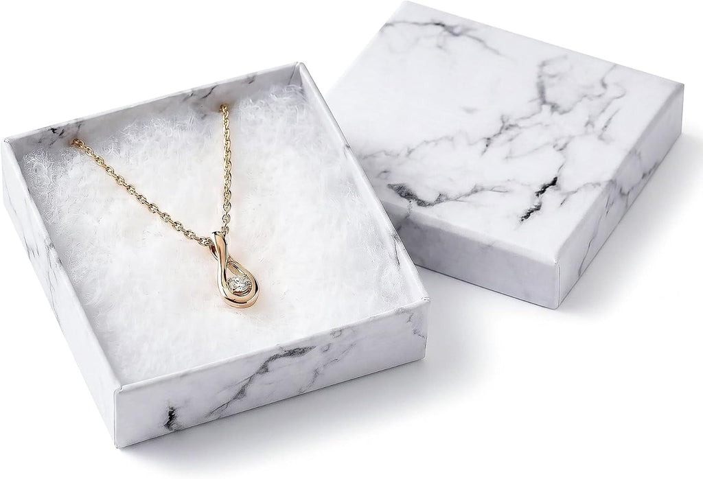 TheDisplayGuys 100-Pack 3.5" Jewelry Gift Boxes - Marble White
