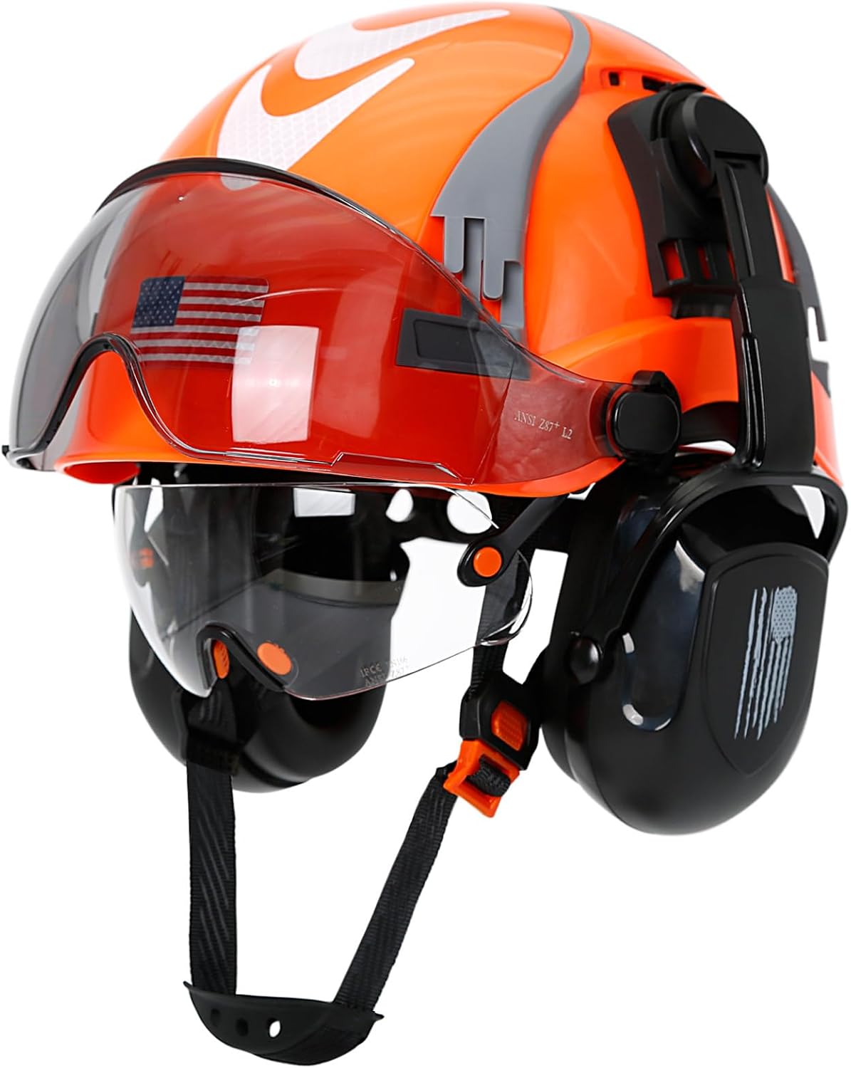 Hard Hat with Dual Visor and Hearing Protection-OSHA Approved Construction Hard Hats with Visor Sunglasses Earmuffs
