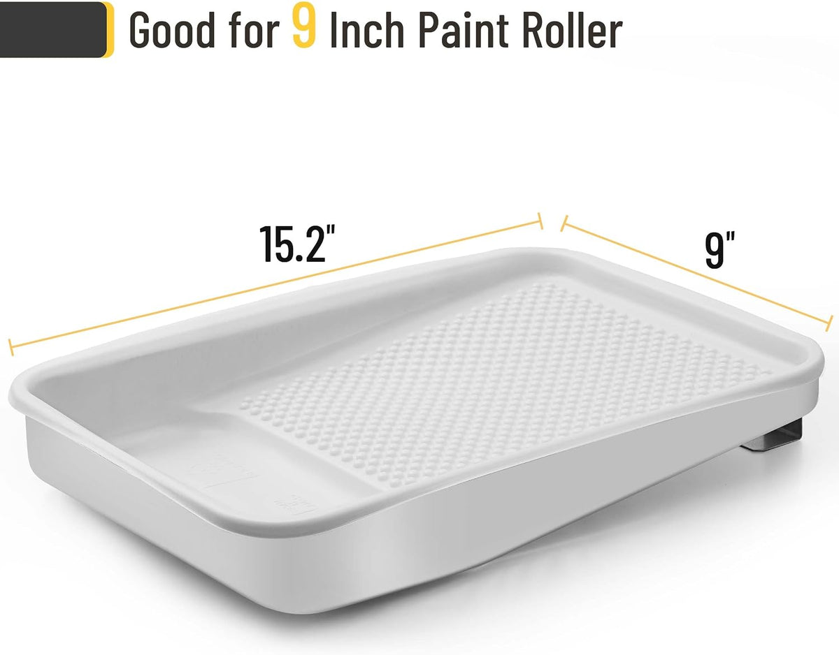 Bates 9 Inch Paint Tray with 10 Plastic Liners - Disposable Paint Roller Trays for Walls