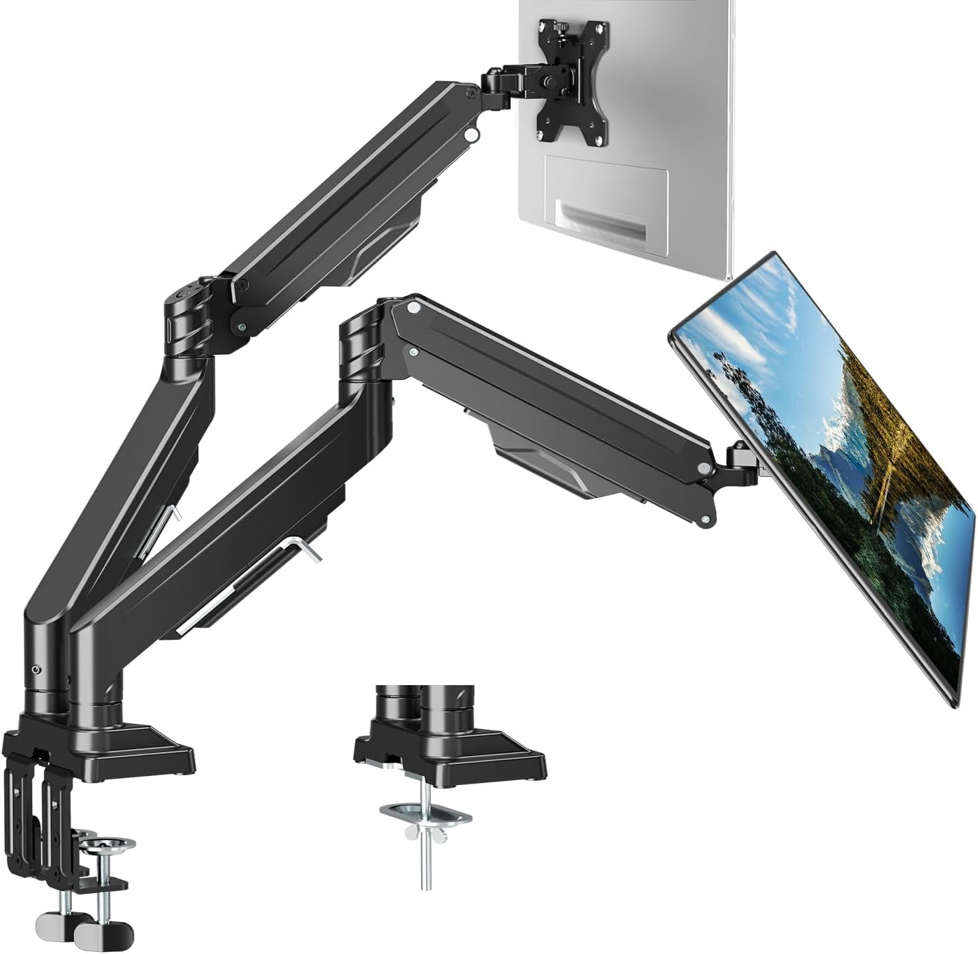Dual Monitor Mount for Screens up to 43", Heavy Duty Monitor Arm | Ultrawide Desk Mount Holds 2.2-33lbs Each, Premium