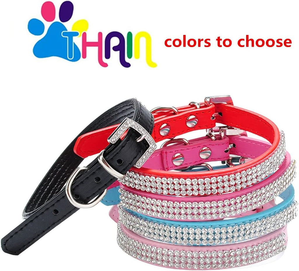 Basic Adjustable Dog Cat Collar Bling Rhinestones Shing Diamonds PU Leather with Rhinestones Buckle (S(Length