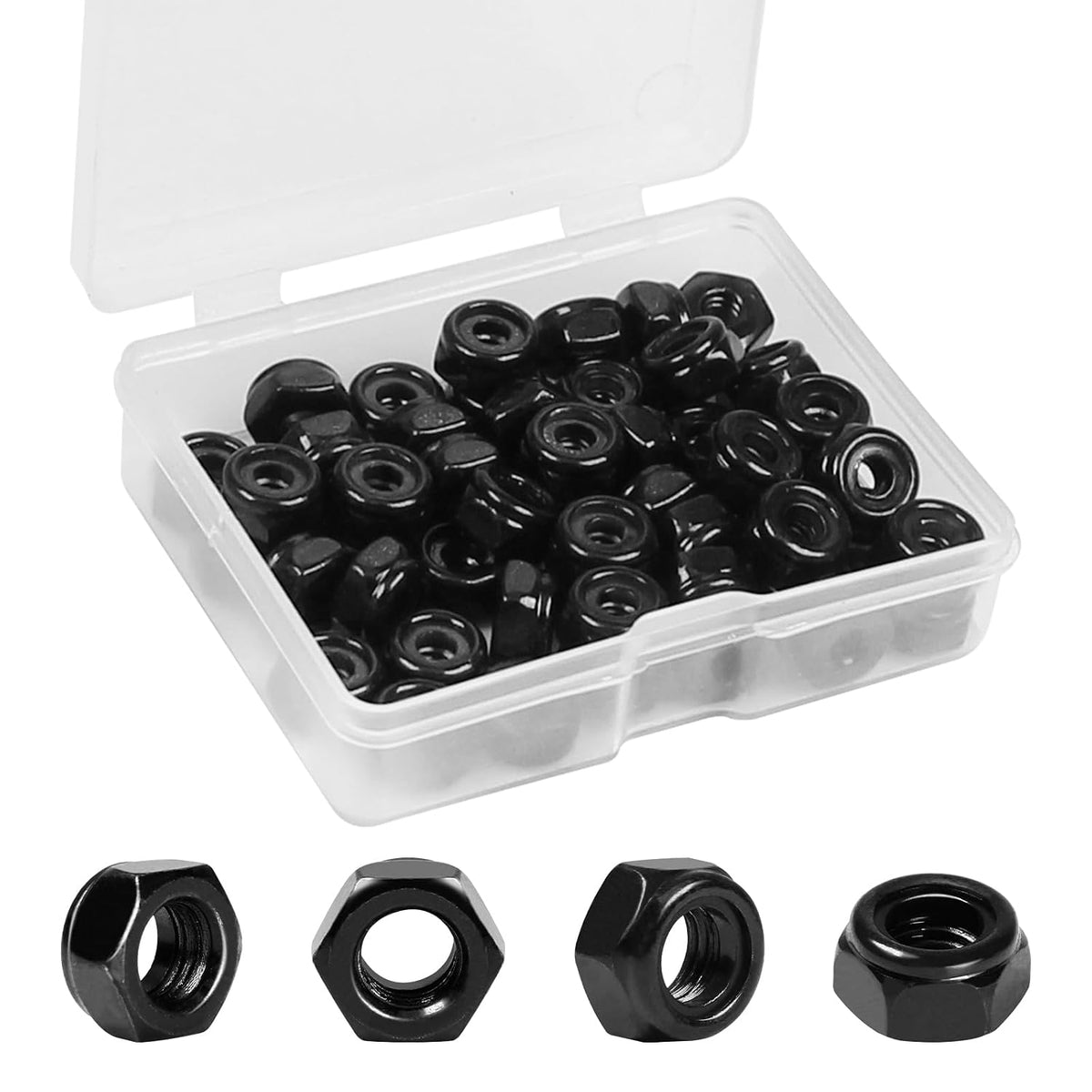 50Pcs #6-32 Nylon Insert Hex Lock Nuts Self-Locking Nut