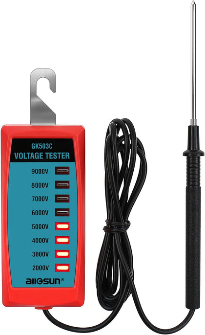 ALLOSUN GK503C NEON Fence Electric Voltage Tester Max 9000V,Electric Fence Fault Finder, Red