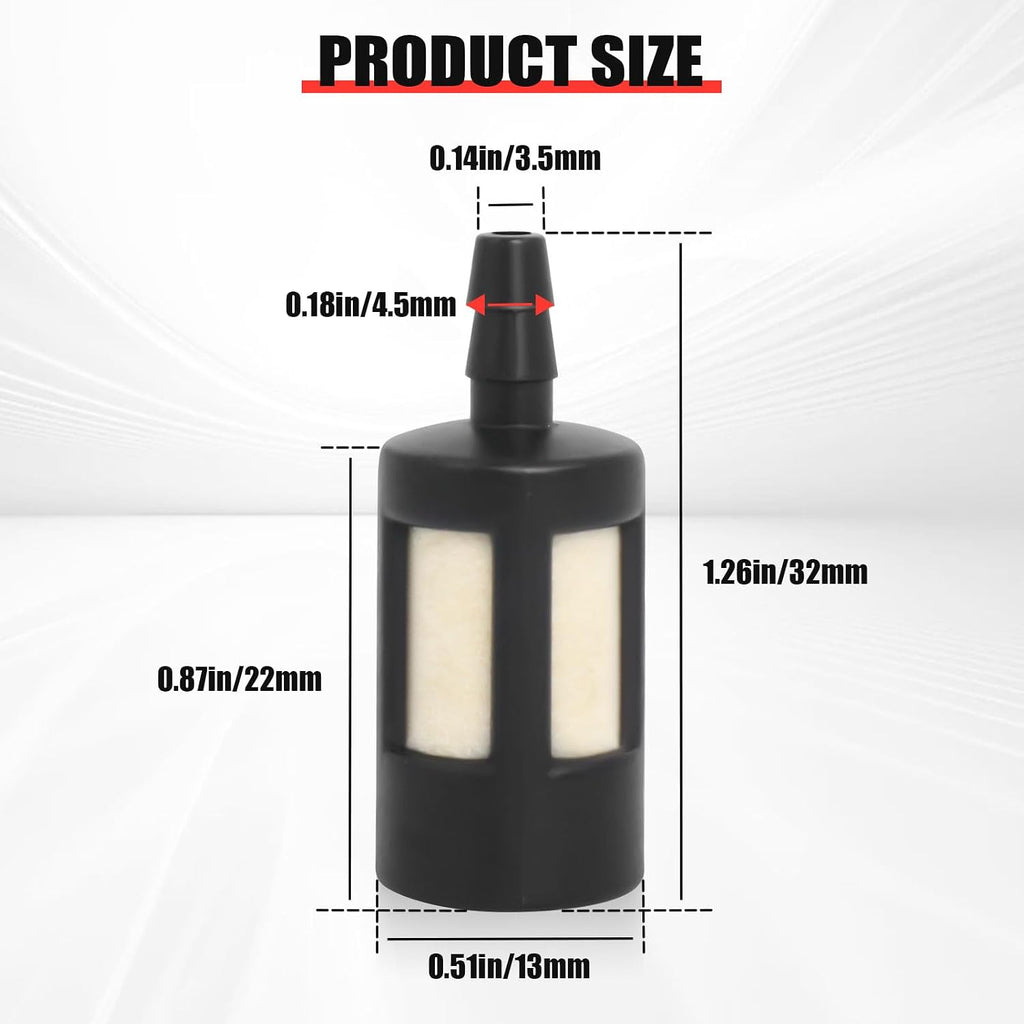 Podoy ZF-1 ZF1 Fuel Filter for 1/8" ID Fuel Line (10 Pack)