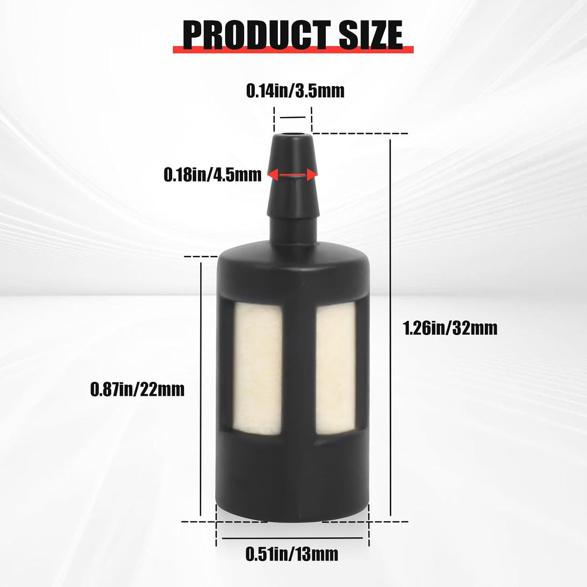 Podoy ZF-1 ZF1 Fuel Filter for 1/8" ID Fuel Line (10 Pack)