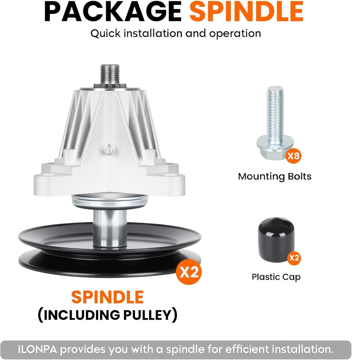 ILONPA 2 Pack 618-06976 918-06976 Spindle Assembly - Fits 42 inch Deck for Cub Cadet XT1-LT42 XT2-LX42 for MTD 131PA1ZS099 CYT4220, for Craftsman T7800 Replaces Spindle 618-06976A 918-06976A