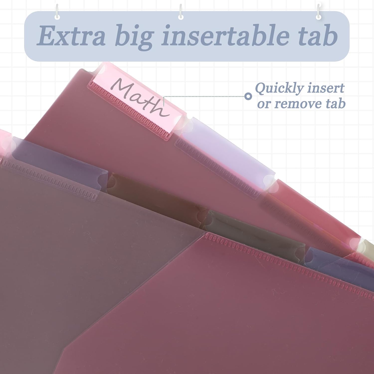 4 Sets Back to School 5 Tab Plastic Binder Dividers, Plastic Index with Pocket for 3 Ring Binder, Colorful Letter