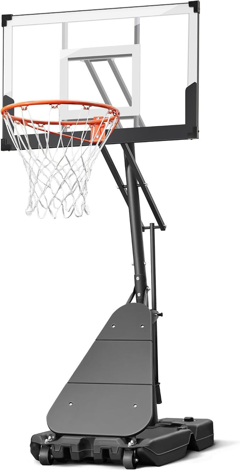 Basketball Hoop 40Inch Shatterproof Backboard, 3.4-10FT Height Adjustable, Rust-Resistant Poolside Goal with