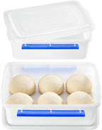 2 Pcs Pizza Dough Proofing Box with Lids and Latches for 4-6 Balls