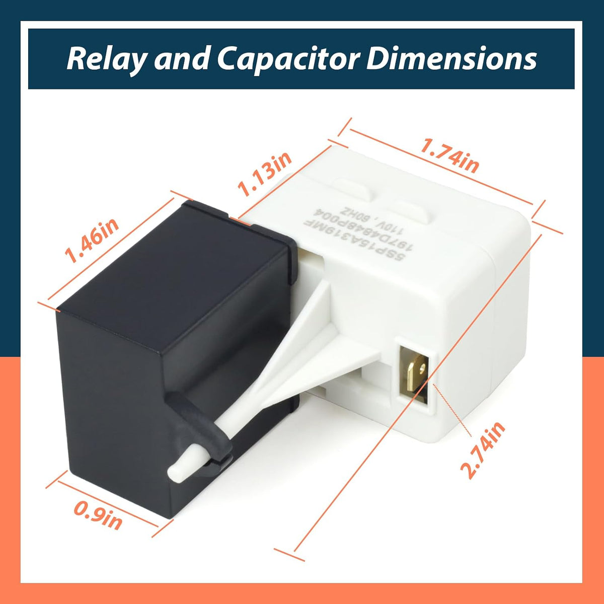 WR09X10107 Start Relay WR55X24064 CKDX24064X Overload Capacitor Replacement for GE for Hotpoint for Americana Refrigerator Compressor