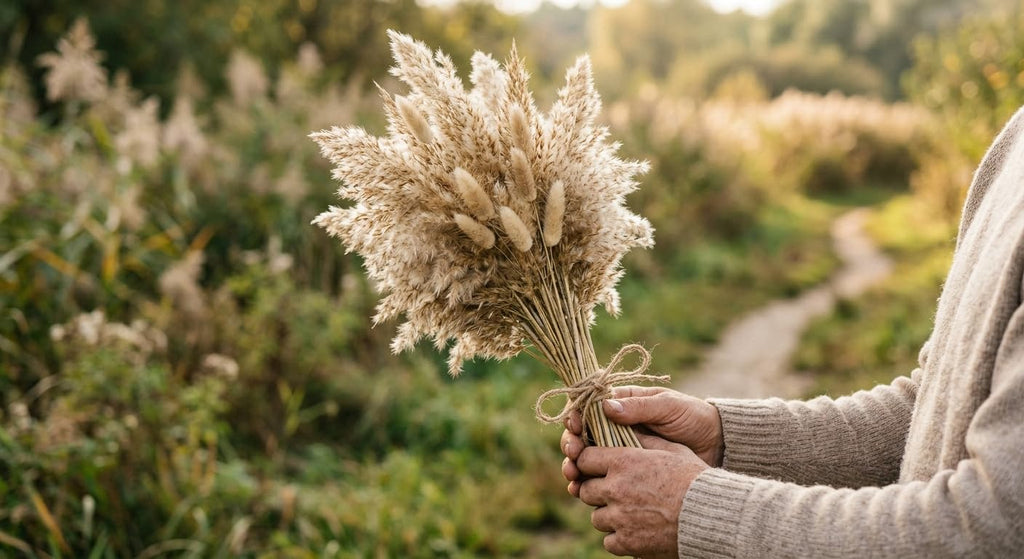 115 Stems Dried Pampas Grass, Natural Boho Table Decor Length 17"