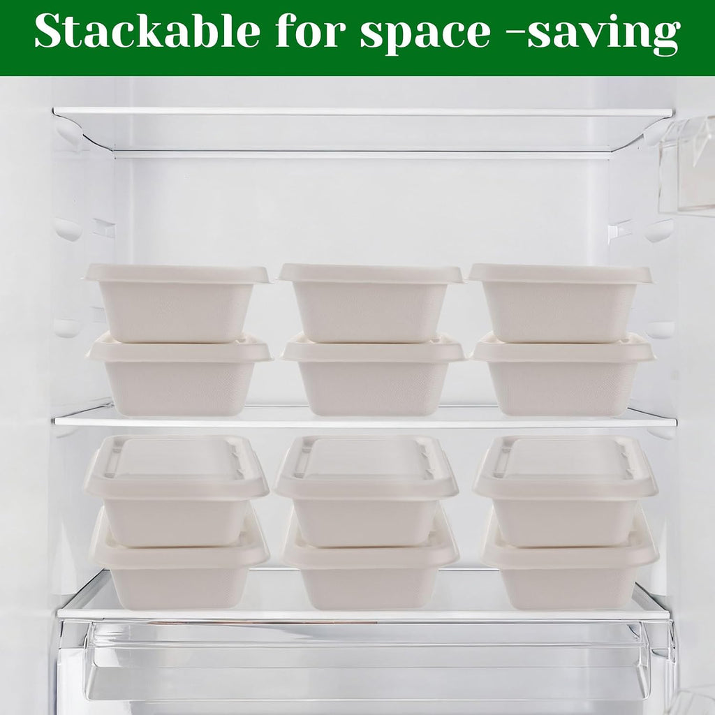 24 oz Disposable Food Containers with Lids 50 Pack Sugarcane Pulp Food Prep Containers Biodegradable Lunch Take out