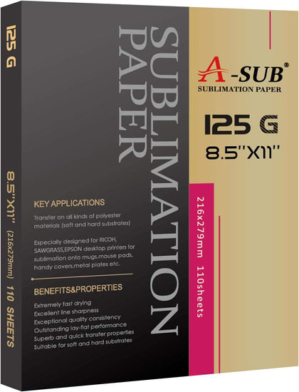 Sublimation Paper 8.5x11 Inch 110 Sheets 125g | ONLY Compatible with Sublimation Printer and Sublimation Ink