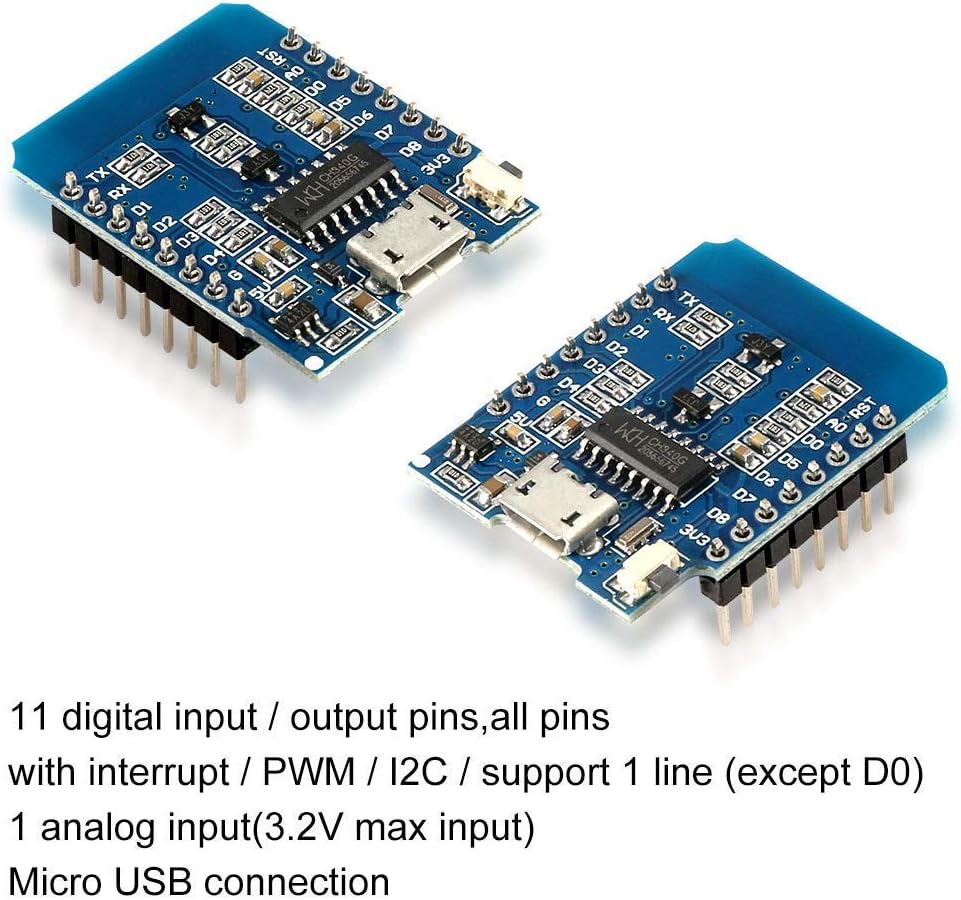 ACEIRMC 6pcs ESP8266 D1 MINI WiFi Dev Board ESP-12 ESP-12F NodeMcu Mini Module for WeMos Lua 4M Bytes WLAN WiFi Internet Development Board Base on ESP8266 ESP-12F for Arduino