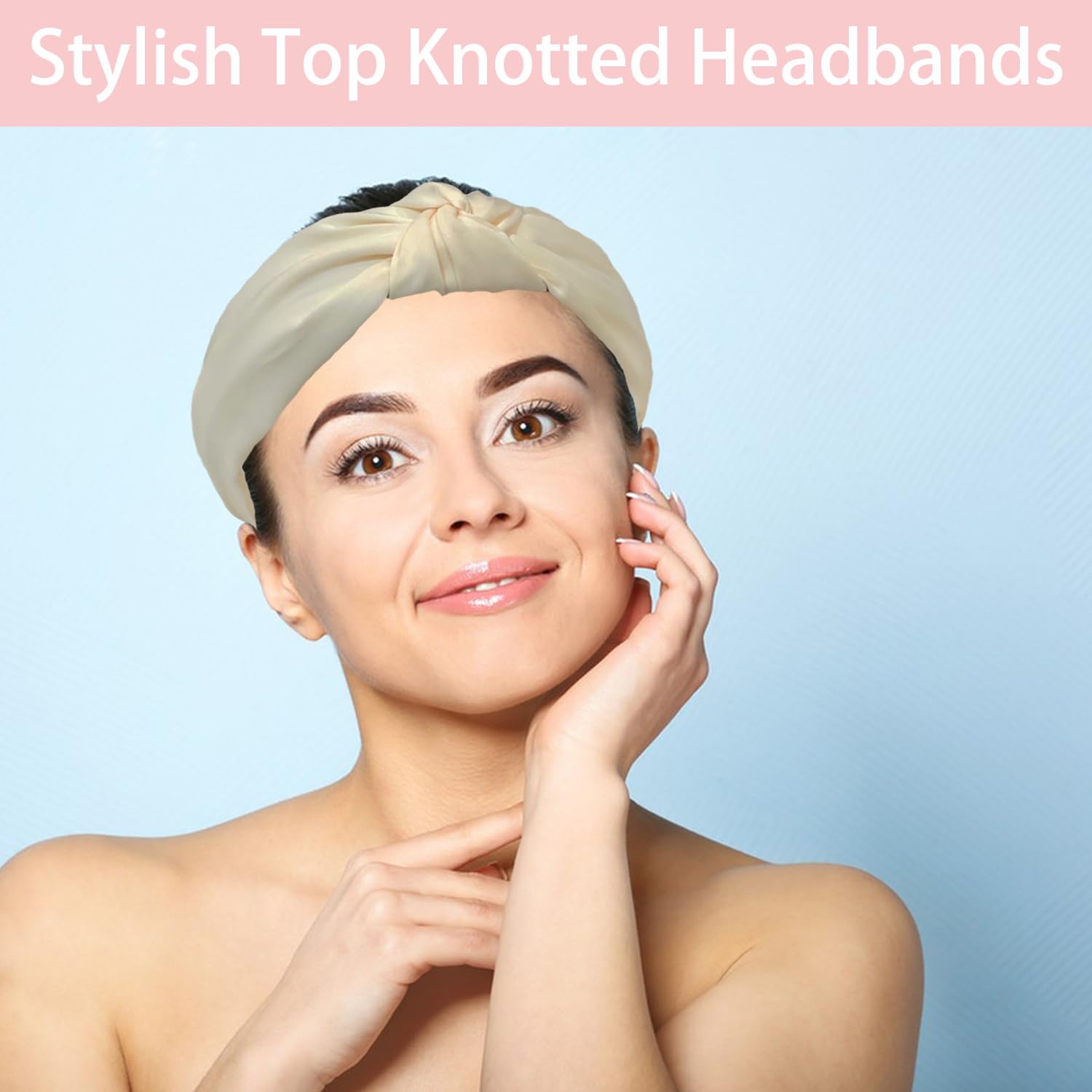 Spa Headband and Wristband Set Top Knotted Headbands Silky Satin Hair Bows Bows Hair Clip Big Hair Claw Clips