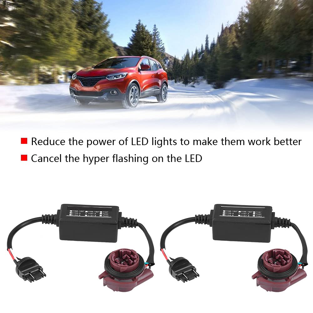 Sunicon 2PCS Car LED Headlight Decoder, LED Decoder Adapter, Auto Warning Strong Error Code Decoder Canceller Capacitors Resistor, LED Load Flash Resistors for Most Cars Trucks SUVs