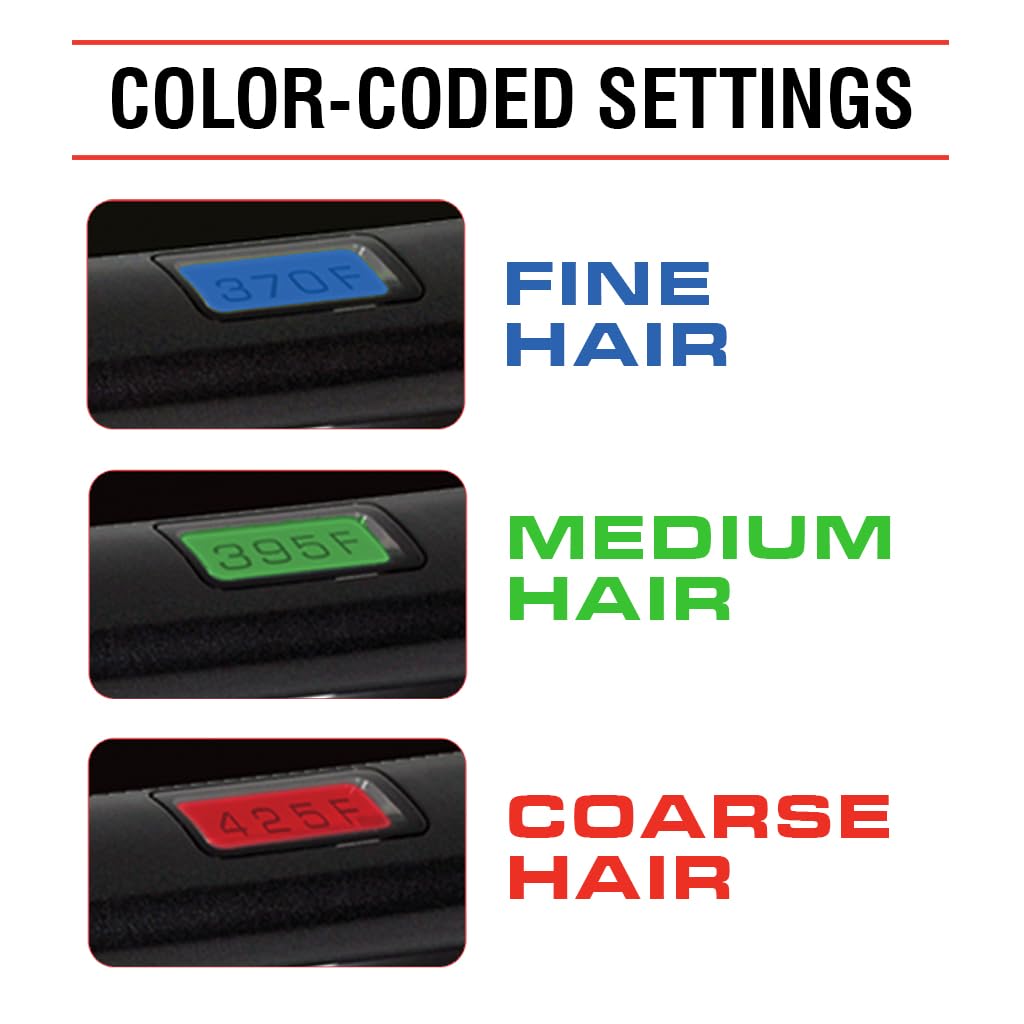 G2 Titanium Infused Ceramic 1" Flat Iron Hair Straightener, Digital Temperature Control, Color-Coded Heat Settings