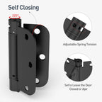 2 Pack Self Closing Door Hinges 3.5 Inch Spring Hinges, Matte Black