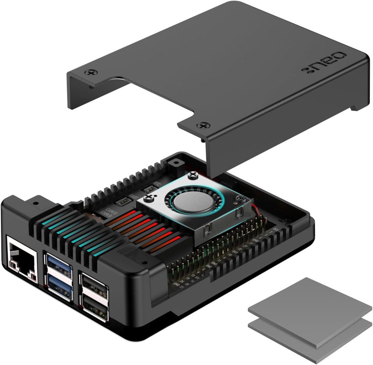 Argon NEO 5 Aluminum Case for Raspberry Pi 5 - Built-in Fan (Black)