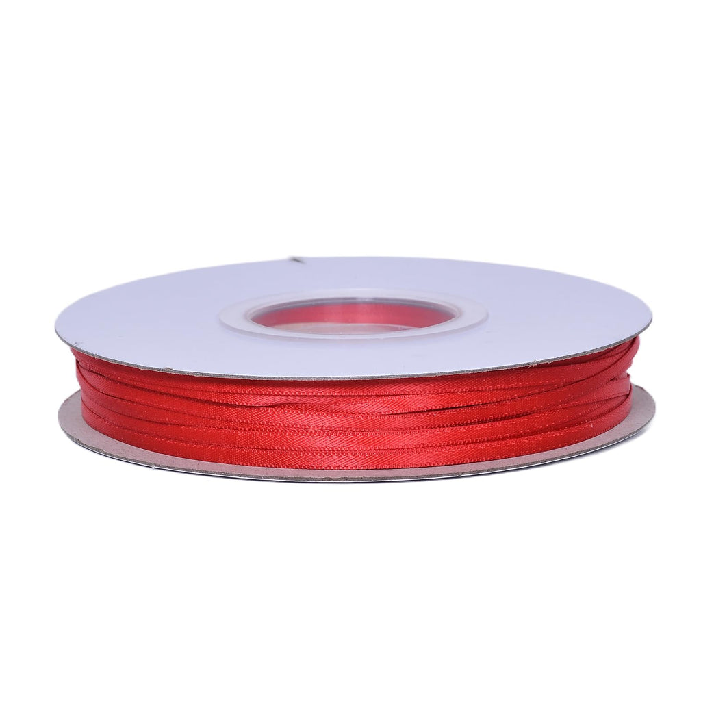 Red Double Faced Satin Ribbon, 1/8 Inch Continuous 100 Yards