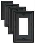 ZILLSEA Switch Plates Outlet Covers, 4-Pack Metal Wall Plates, Black Finish