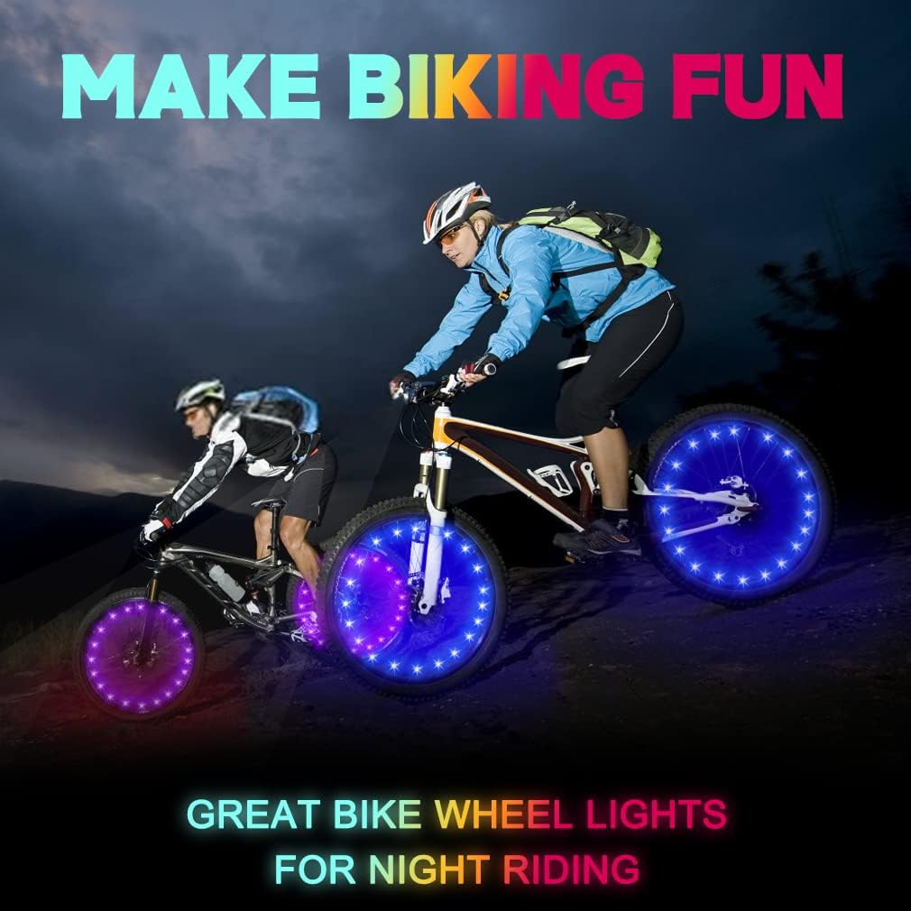 2 Tire Pack LED Bike Wheel Lights Ultra Bright Waterproof Bicycle Spoke Lights Cycling Decoration Safety Warning Tire