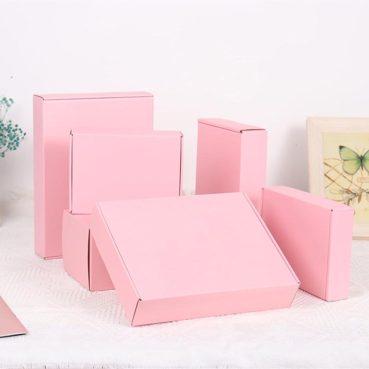 Shipping Boxes for Packaging, 9x6x4" Pink Corrugated Cardboard Boxes, 20 Packs Medium Mailing Boxes for Small Business