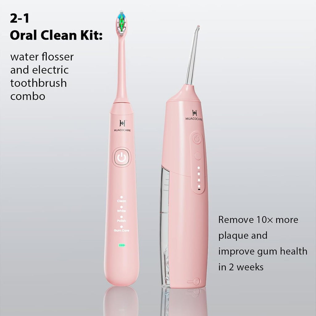 2-1 Oral Clean Kit- Water Dental flosser & Electric Toothbrush Combo- Brushing & Flossing- for Teeth Cleaning and Gum