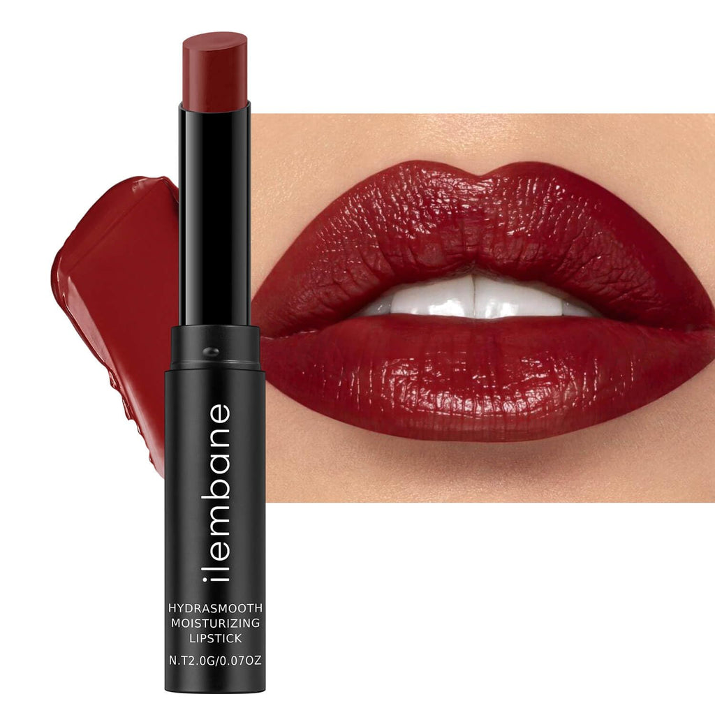 Deep Red Hydrating Lipstick, Glossy Tinted Lip Balm, Cinnamon Rose