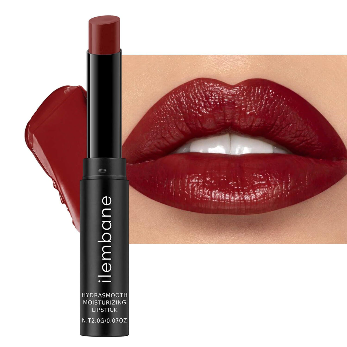 Deep Red Hydrating Lipstick, Glossy Tinted Lip Balm, Cinnamon Rose