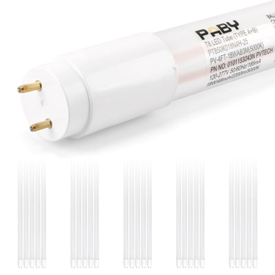 25 Pack 4FT T8 LED Type A+B Tube Light, 18W(32W Equivalent) 2250LM, 5000K, Plug & Play or Ballast Bypass, Single or