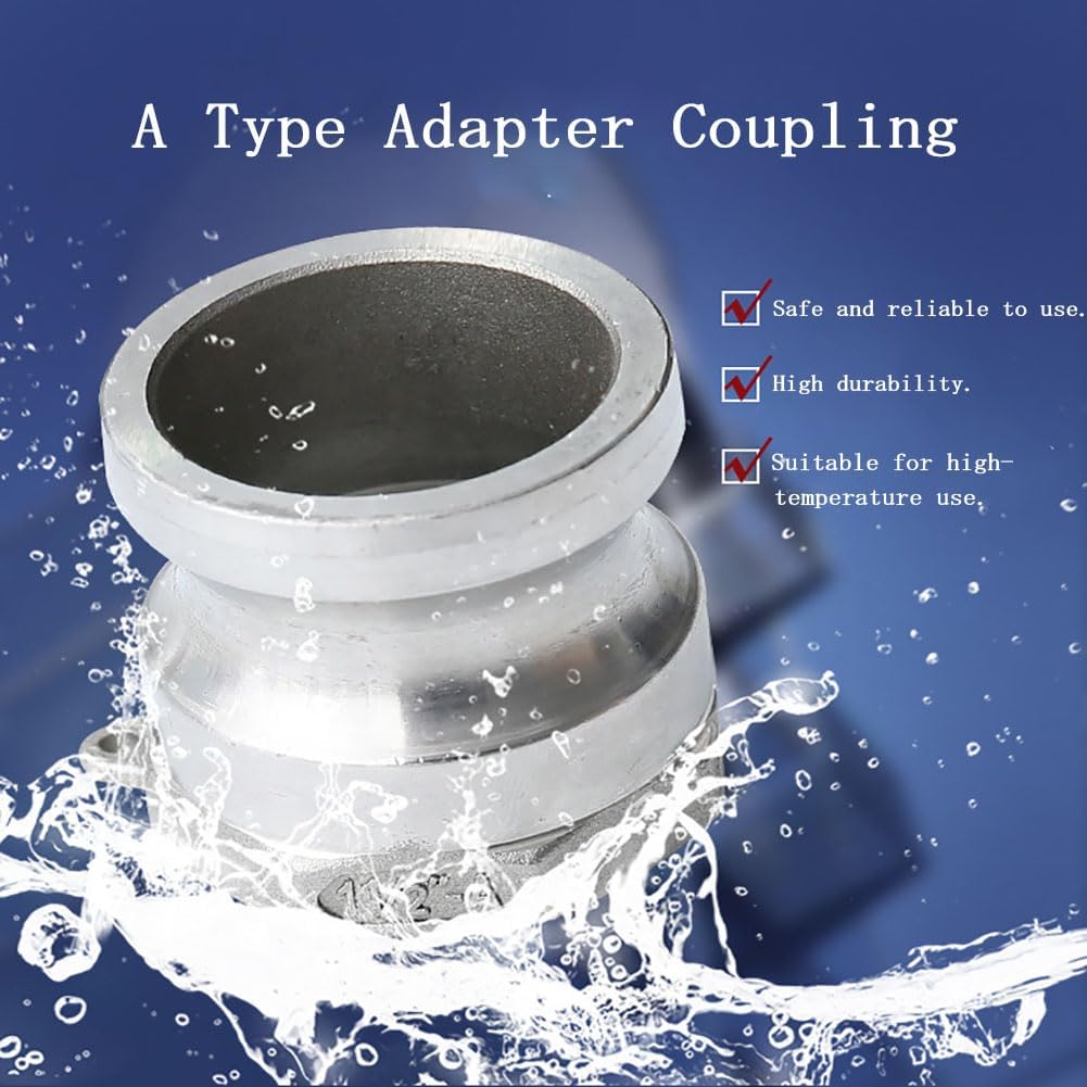 2PCS Stainless Steel 3" Type A Cam and Groove Hose Fitting, Type A cam groove hose fitting,Male Camlock Adapter x Female NPT(3")