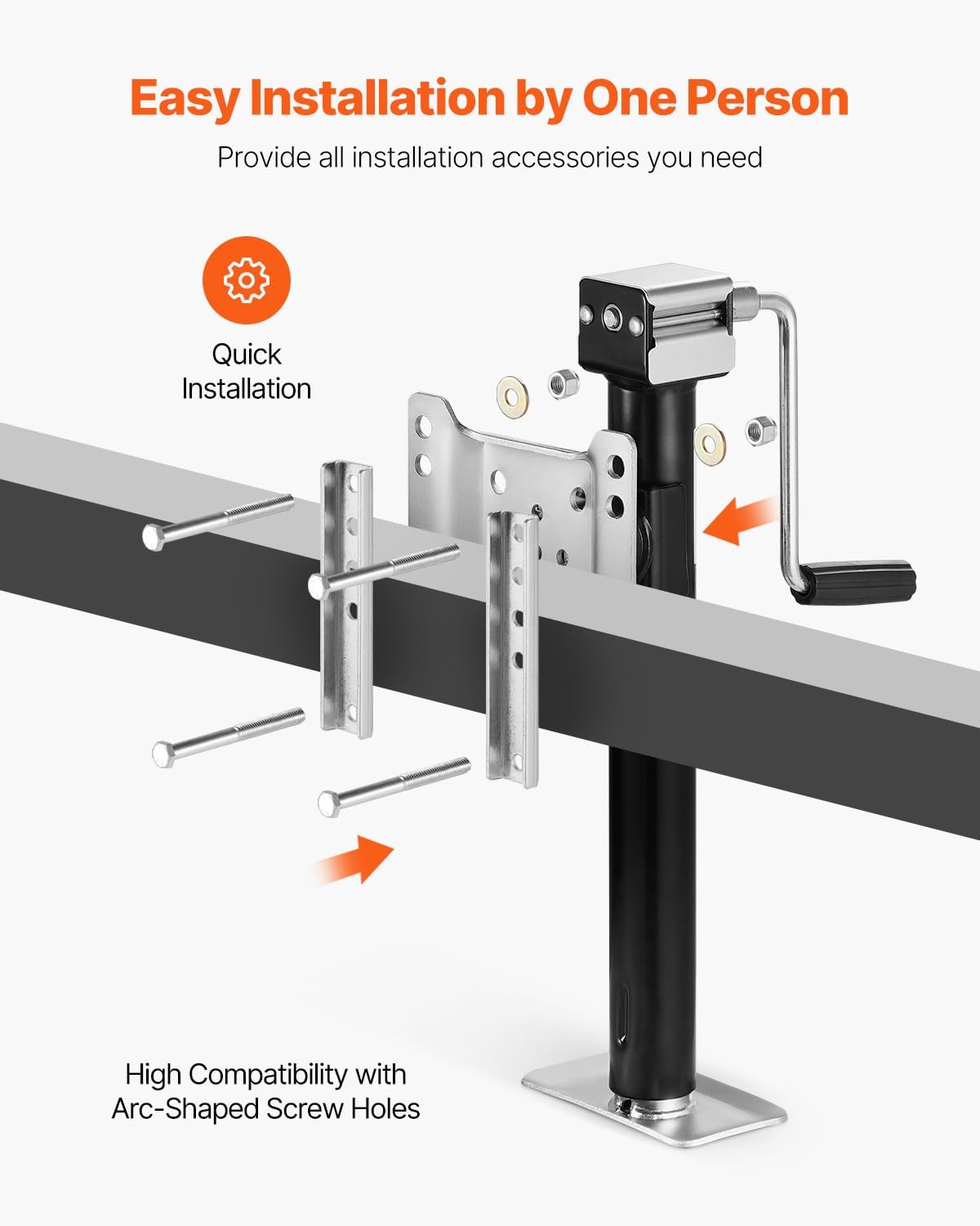 5000 lbs Dynamic Load Capacity, Heavy Duty Swivel Bolt-on Trailer Jack, 14.3" Lift Trailer Jack Stand with Handle for