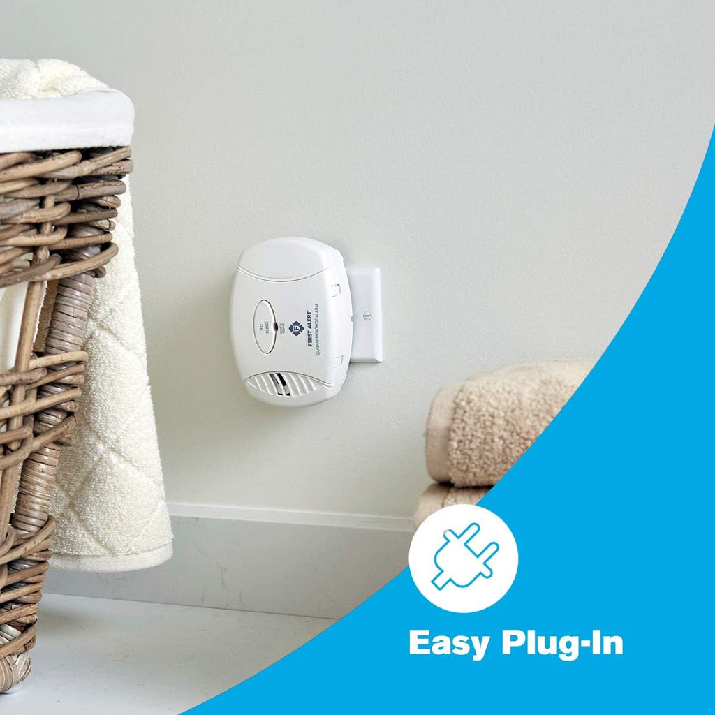Carbon Monoxide Detector, Plug-In Alarm with Battery Backup, CO606, White, 1-Pack