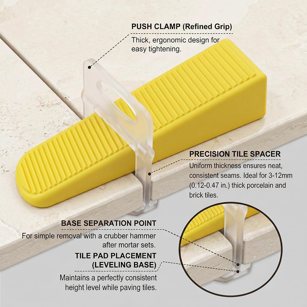 Tile Leveling System with Tile Plier, 1000 Pieces 1/16" Tile Leveler spacers and 210pcs Reusable Tile Wedges for