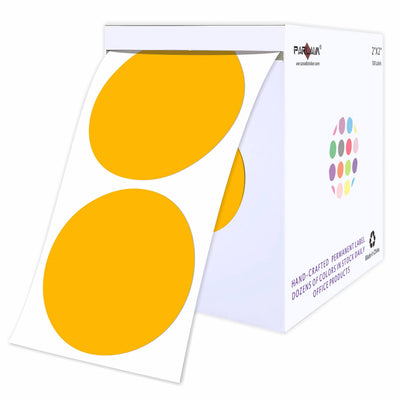 2 Inch Round Fluorescent Orange Color-Code Circle Dot Labels, 500 Stickers
