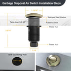 Garbage Disposal Air Switch Kit, Sink Button Food Waste Disposals Part On/Off Air Button Stainless Steel (Golden Brass Brushed, LONG/3.6")