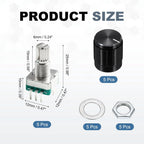 MECCANIXITY 5pack EC11 Rotary Encoder Code Switch 15mm Full Shaft Black