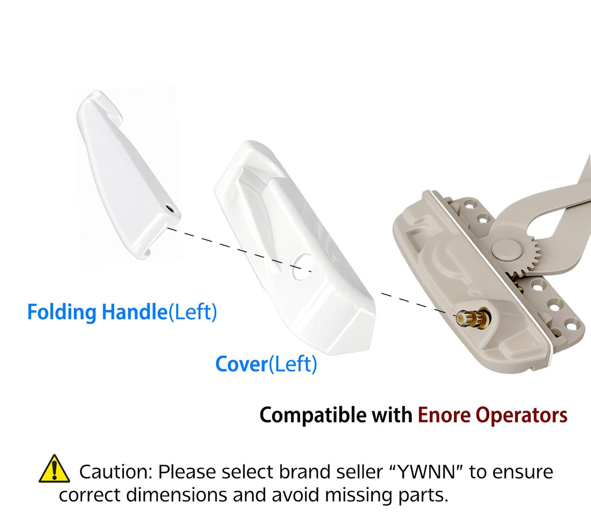 Folding Casement Window Crank Handle with Snap-On Cover – White – Compatible with Multiple Window Operators (Left)