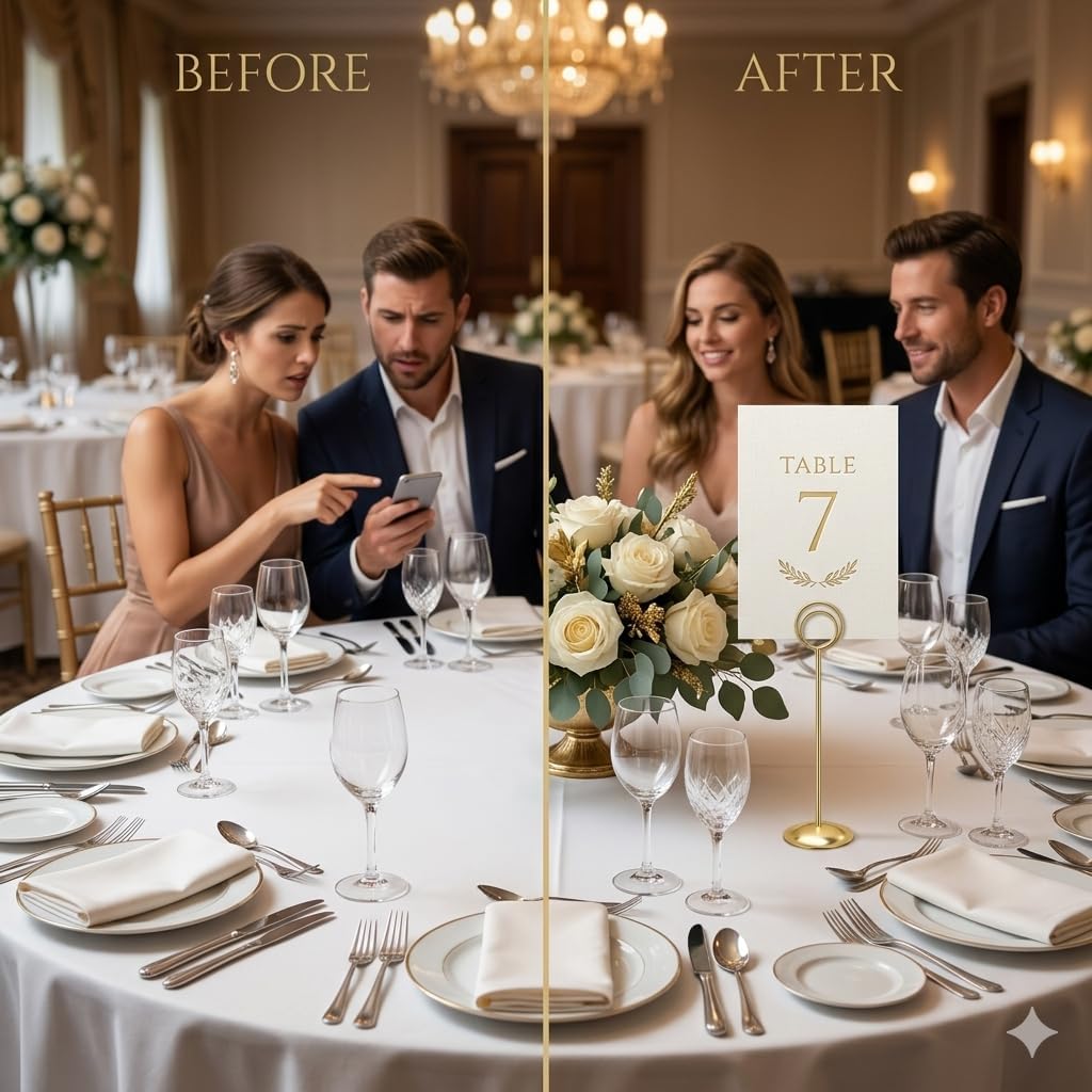 Gold Table Number Holders, 12 Pack, 12", Weddings & Events