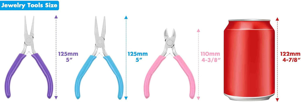 3pcs Jewelry Making Plier Tools with Needle/Chain/Round Nose Pliers and Wire Cutter for Jewelry Repair, Wire