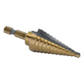Drill America #4 HSS Black & Gold Step Drill Bit with Quick Change Hex Shank (3/16" - 7/8" by 1/16")